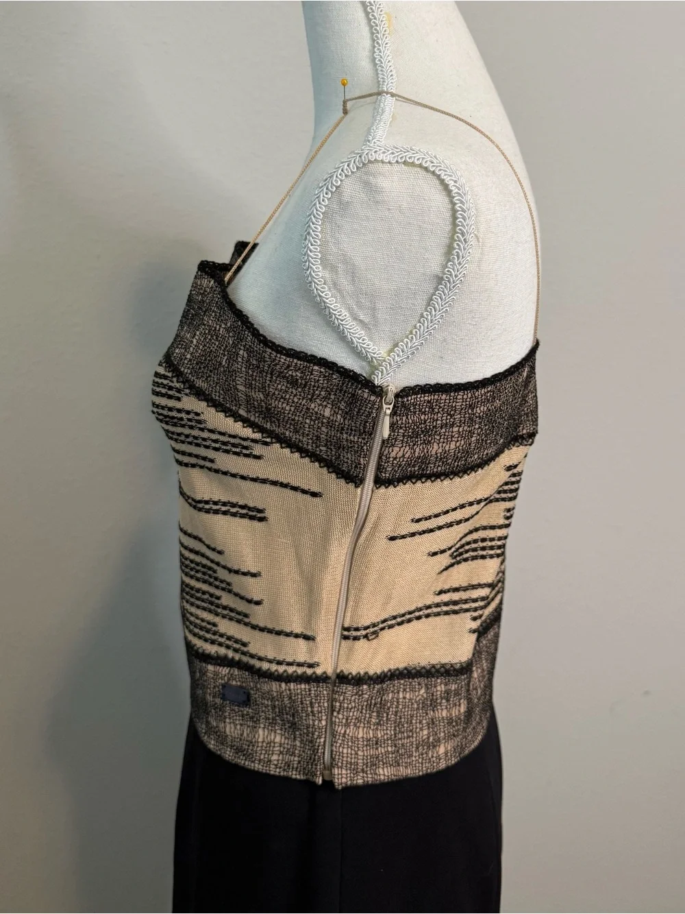 Stunning CHANEL 03P Spring 2003 Black Beige Knit Tube Top Sz 40 France